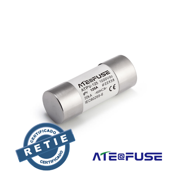 Fusible 22x58MM 1000VDC AITE RETIE 63/80/100/125A Sistemas Fotovoltaicos gPV