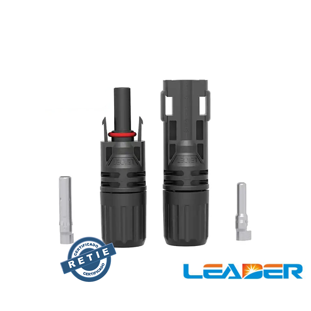 Par de Conectores MC4 Rectos - LEADER - RETIE