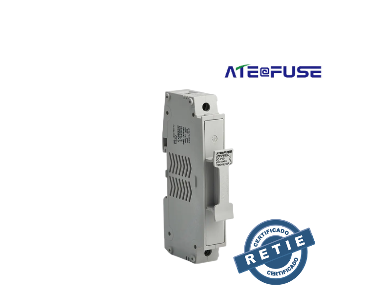 Base Porta Fusible AITE Para RIEL DIN 10/14x85MM 50A 1500VDC con RETIE