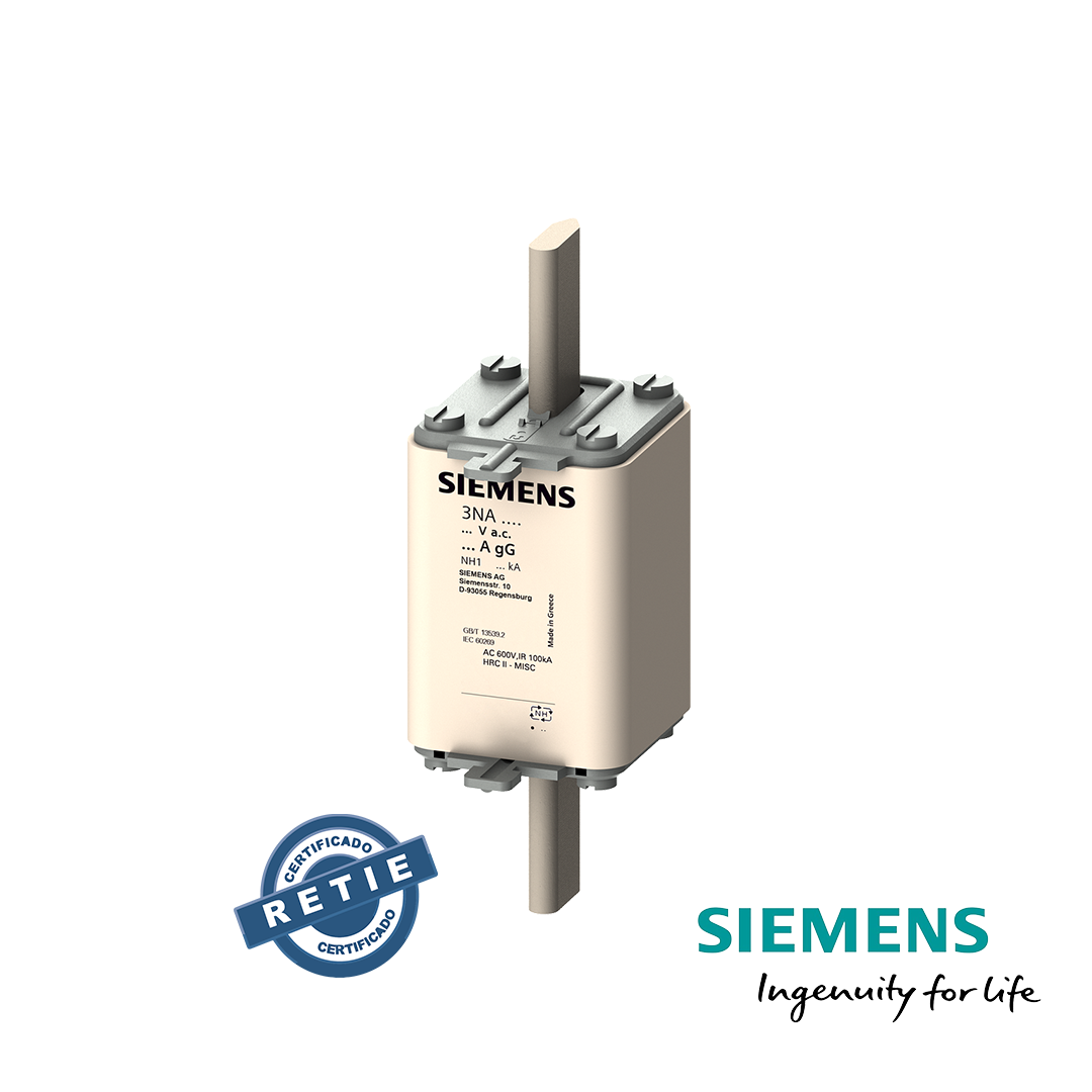 Fusible 200/224/250A Siemens, Categoría gG, 500VAC/400VDC Protección Baterías