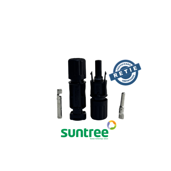 Par de Conectores MC4 Rectos - 4/6mm2- 40A -SUNTREE- RETIE